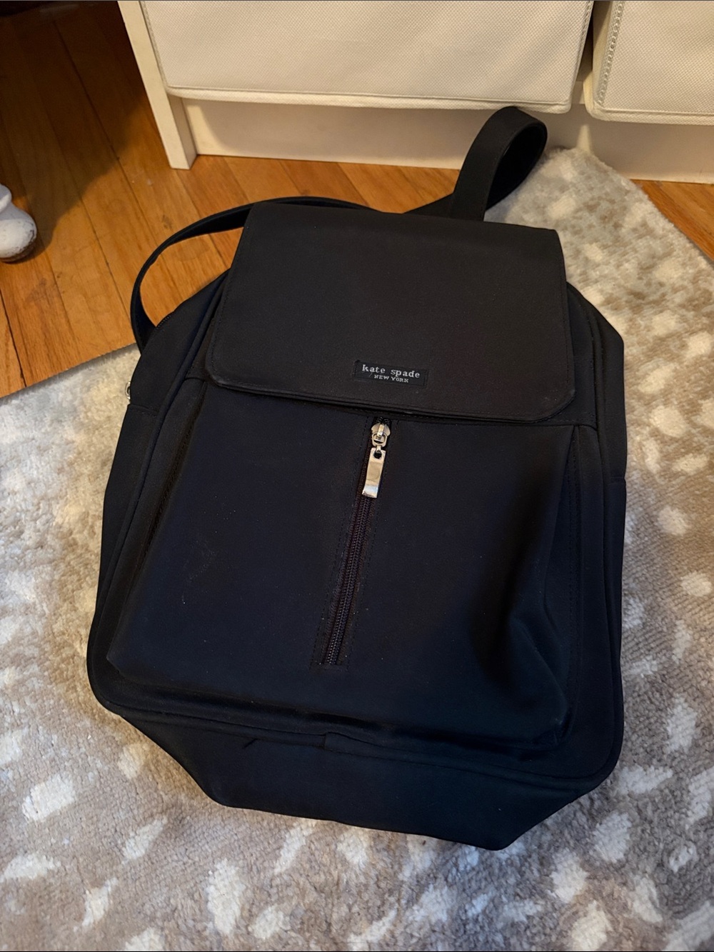 kate spade black nylon backpack with front zip pocket
